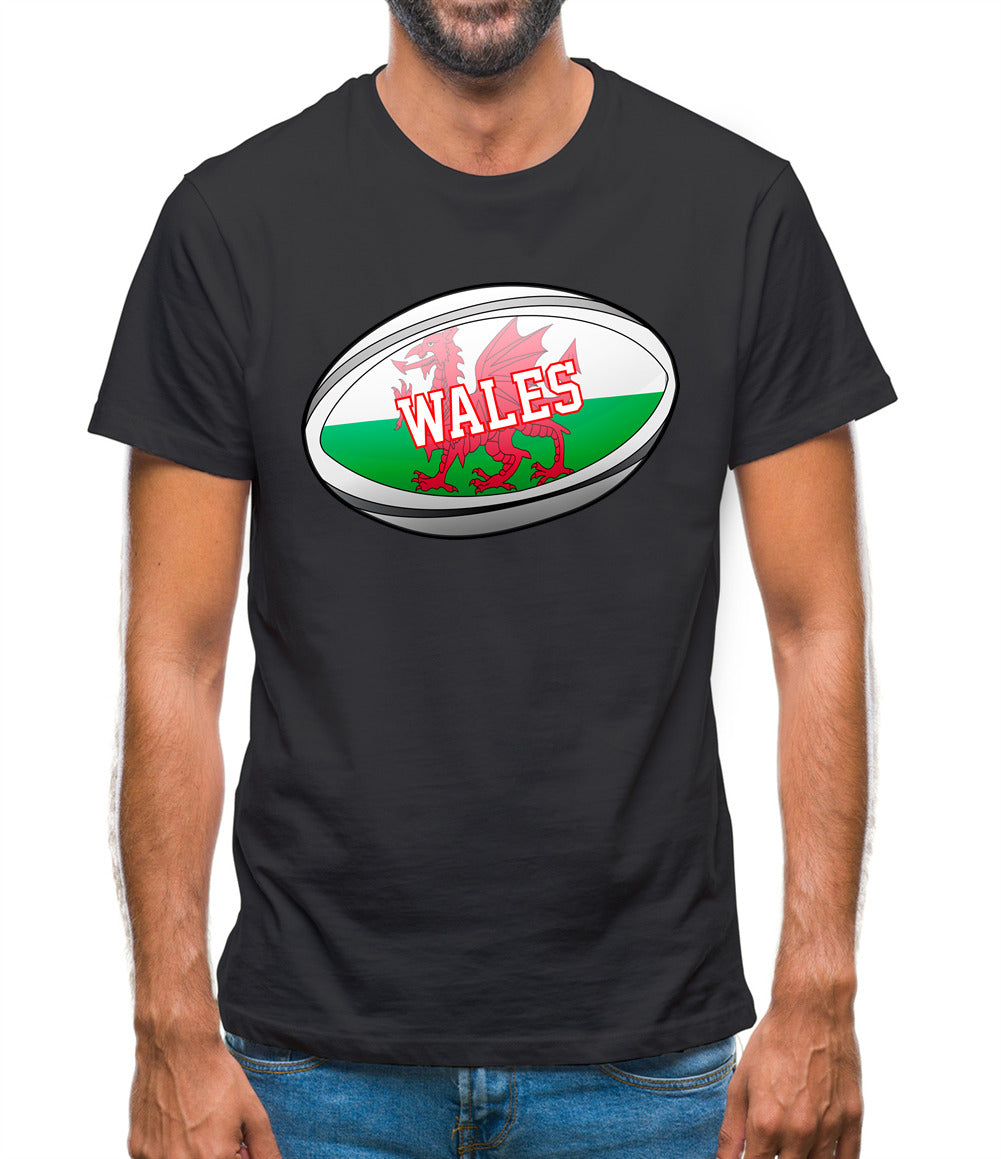Welsh Flag Rugby Ball Mens T-Shirt Welsh Flag Rugby Ball Mens T-Shirt