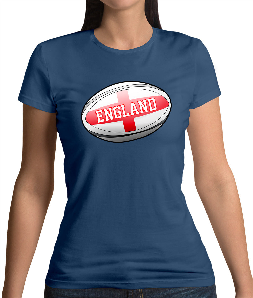 England Flag Rugby Ball Womens T-Shirt England Flag Rugby Ball Womens T-Shirt