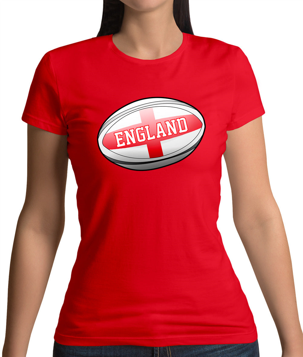 England Flag Rugby Ball Womens T-Shirt England Flag Rugby Ball Womens T-Shirt