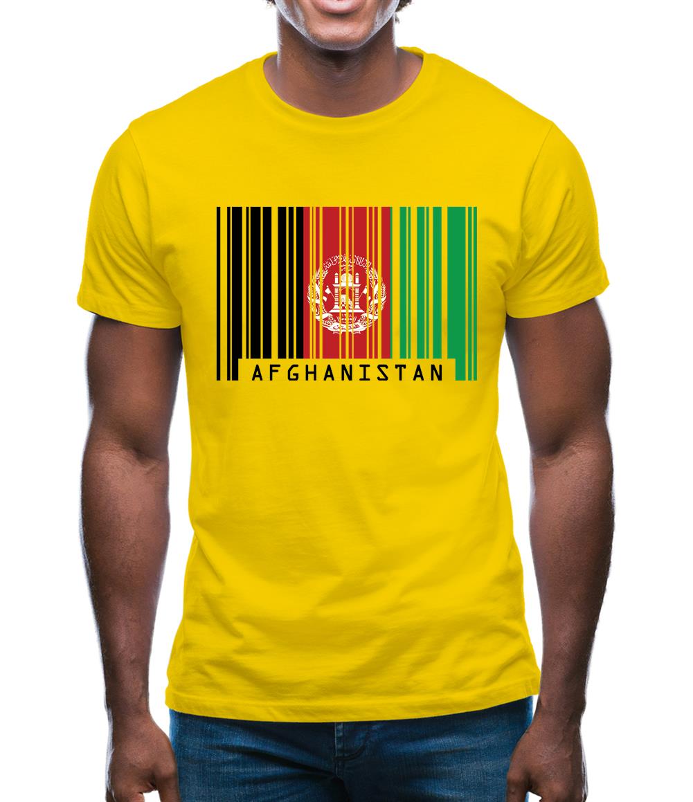 Afghanistan Barcode Style Flag Mens T-Shirt Afghanistan Barcode Style Flag Mens T-Shirt