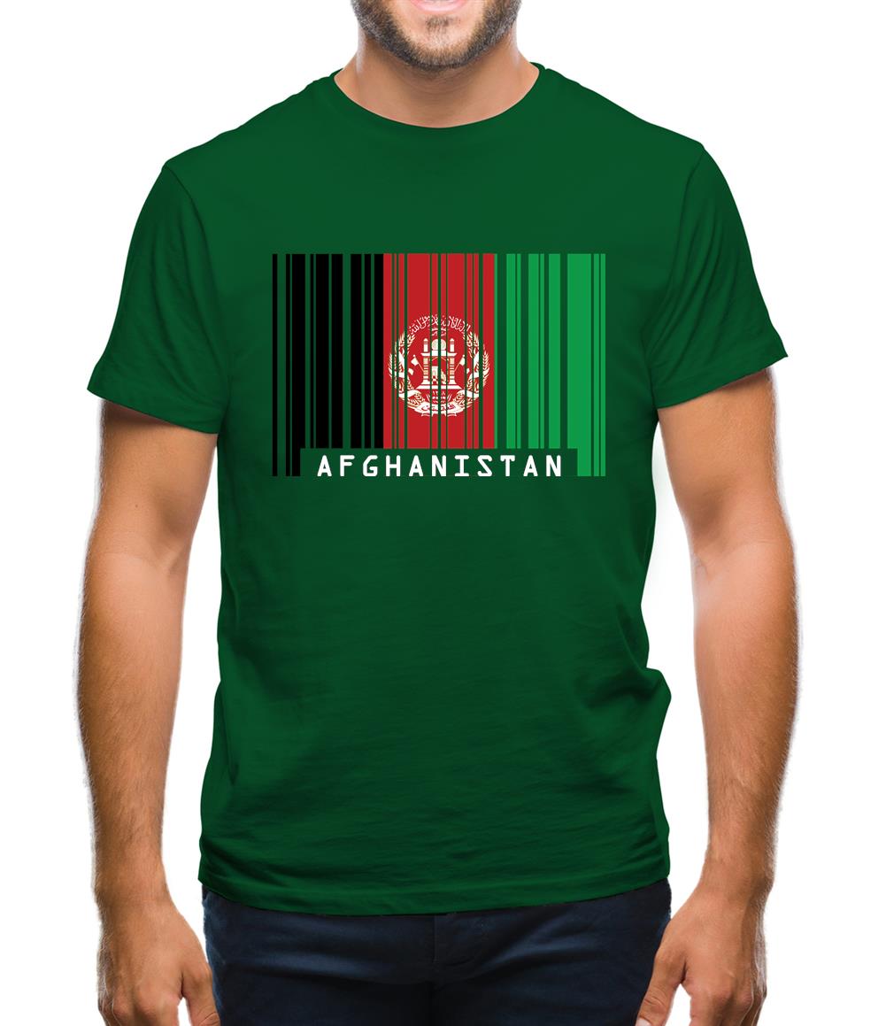 Afghanistan Barcode Style Flag Mens T-Shirt Afghanistan Barcode Style Flag Mens T-Shirt
