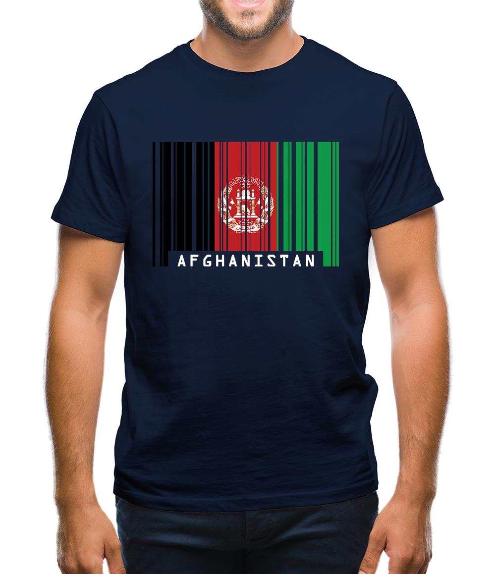 Afghanistan Barcode Style Flag Mens T-Shirt Afghanistan Barcode Style Flag Mens T-Shirt