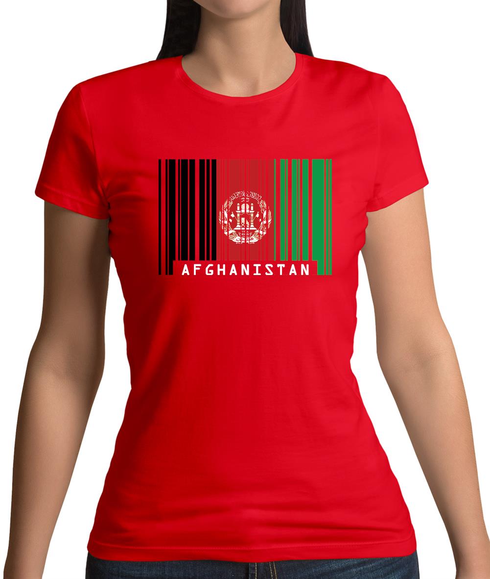 Afghanistan Barcode Style Flag Womens T-Shirt Afghanistan Barcode Style Flag Womens T-Shirt