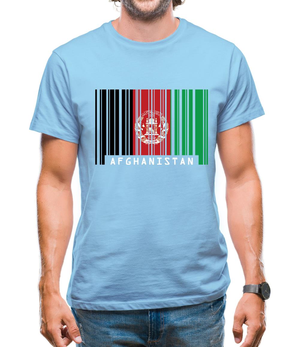 Afghanistan Barcode Style Flag Mens T-Shirt Afghanistan Barcode Style Flag Mens T-Shirt