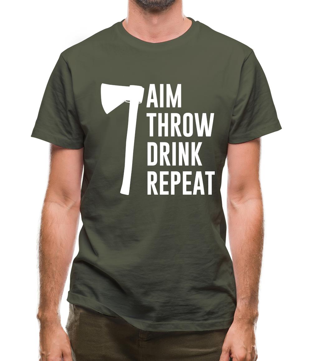Aim, Throw, Drink Repeat Mens T-Shirt Aim, Throw, Drink Repeat Mens T-Shirt