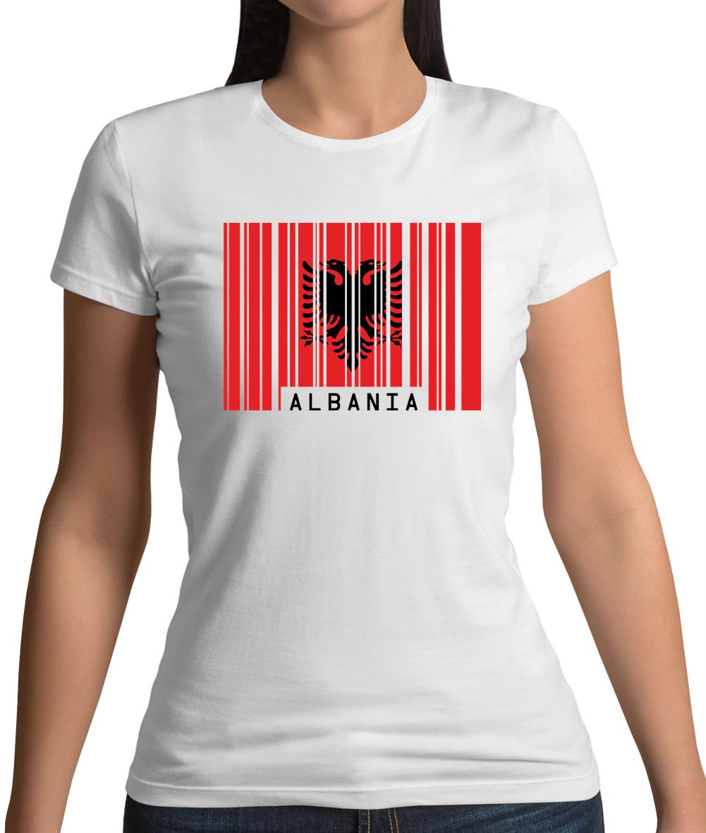 Albania Barcode Style Flag Womens T-Shirt Albania Barcode Style Flag Womens T-Shirt