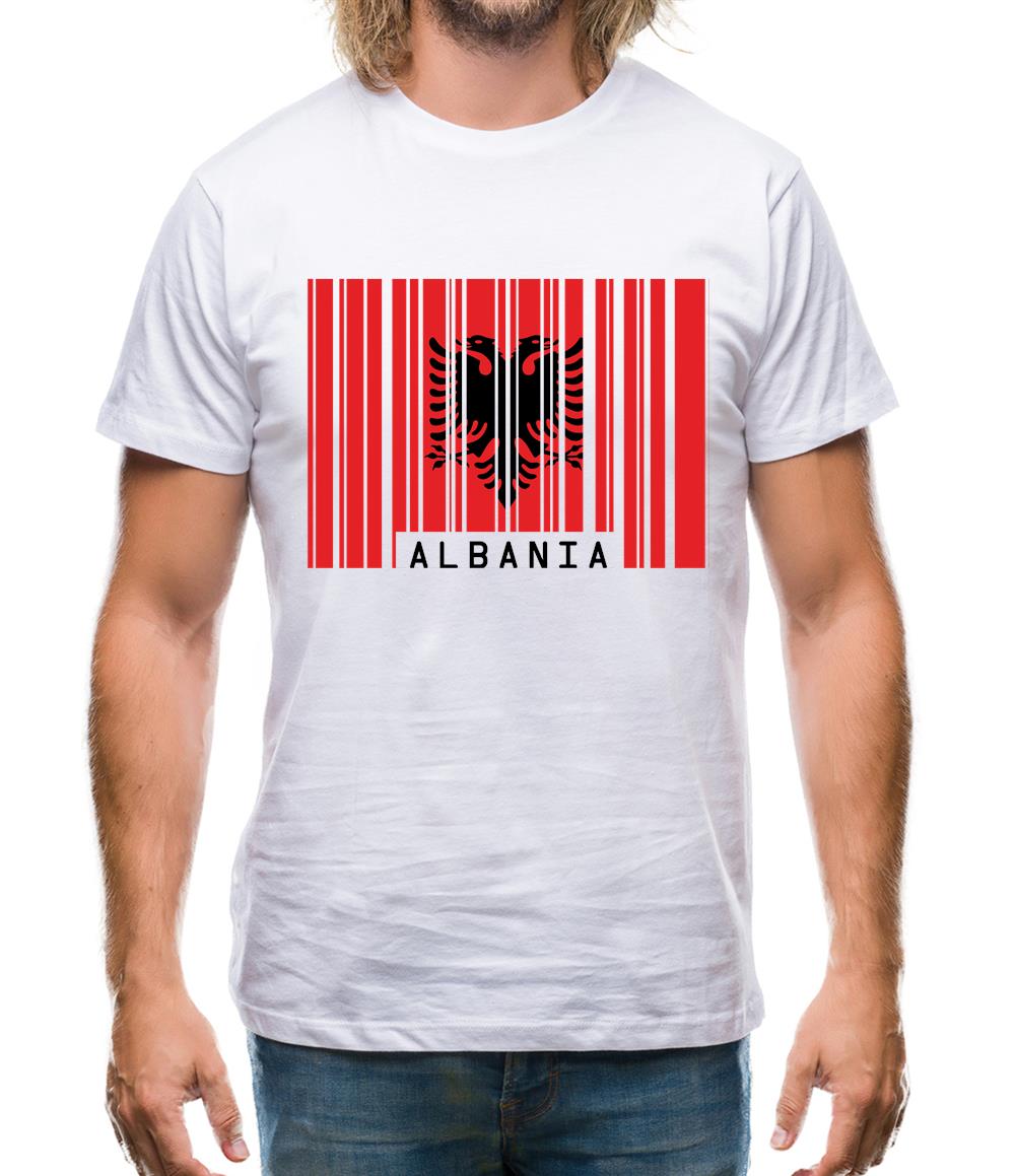 Albania Barcode Style Flag Mens T-Shirt Albania Barcode Style Flag Mens T-Shirt