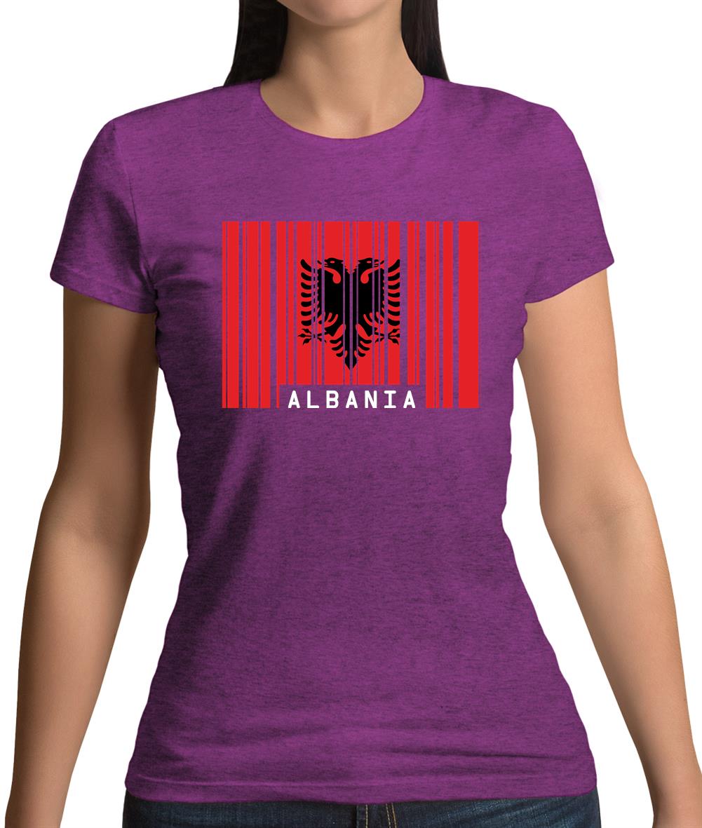 Albania Barcode Style Flag Womens T-Shirt Albania Barcode Style Flag Womens T-Shirt