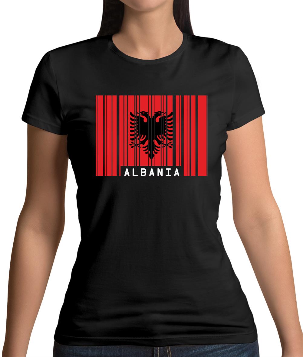 Albania Barcode Style Flag Womens T-Shirt Albania Barcode Style Flag Womens T-Shirt