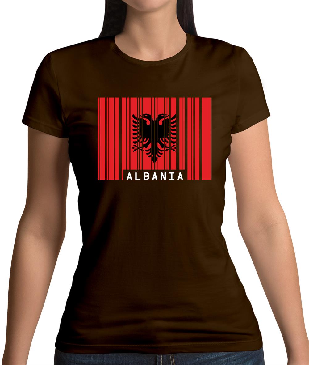 Albania Barcode Style Flag Womens T-Shirt Albania Barcode Style Flag Womens T-Shirt