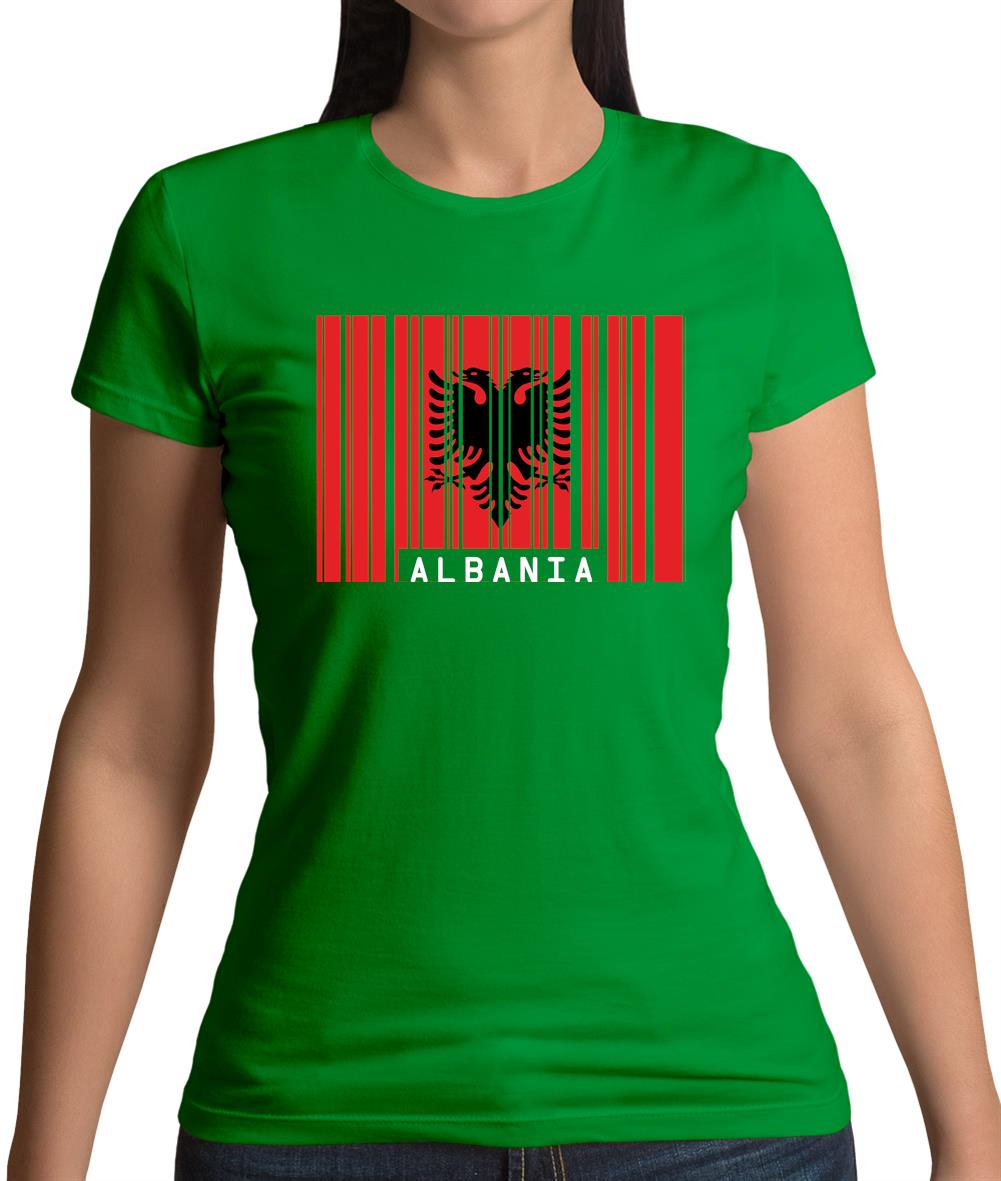 Albania Barcode Style Flag Womens T-Shirt Albania Barcode Style Flag Womens T-Shirt