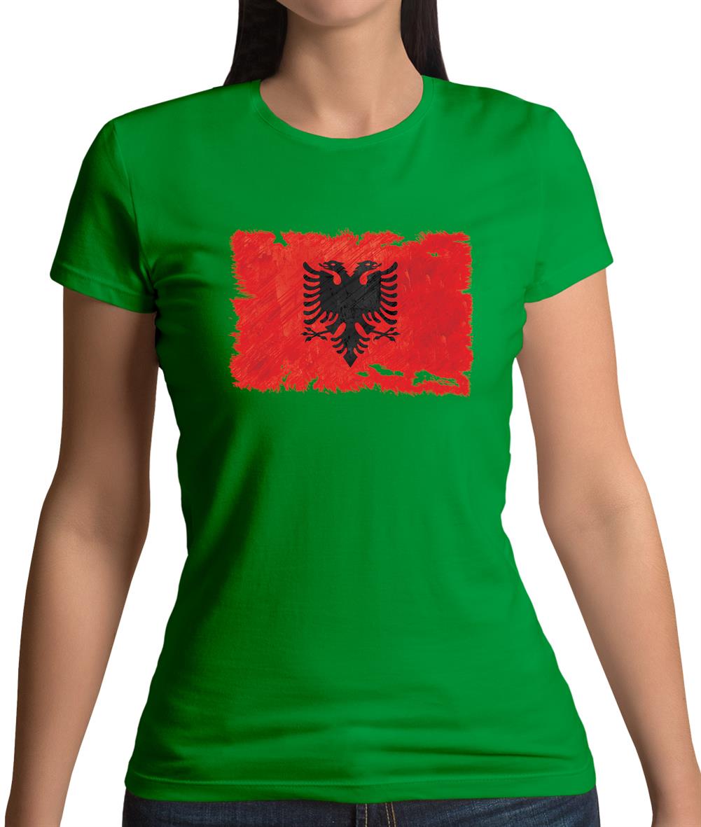 Albania Grunge Style Flag Womens T-Shirt Albania Grunge Style Flag Womens T-Shirt