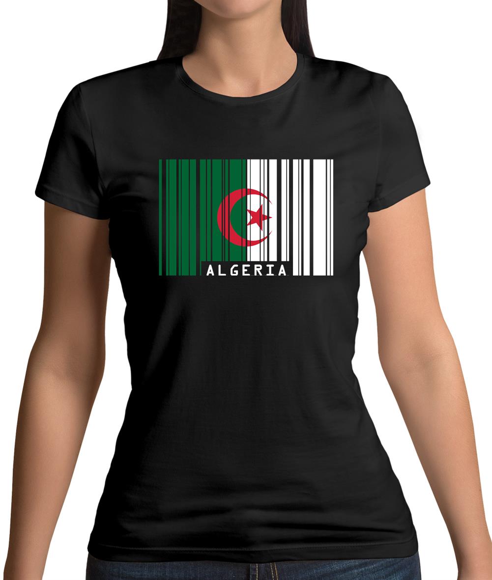 Algeria Barcode Style Flag Womens T-Shirt Algeria Barcode Style Flag Womens T-Shirt