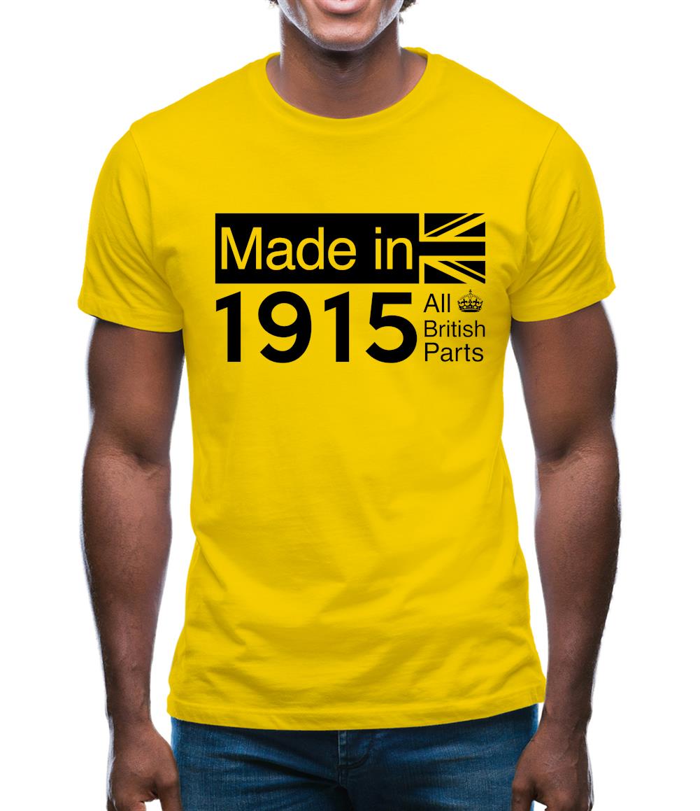 Made In 1915 All British Parts Crown Mens T-Shirt Made In 1915 All British Parts Crown Mens T-Shirt