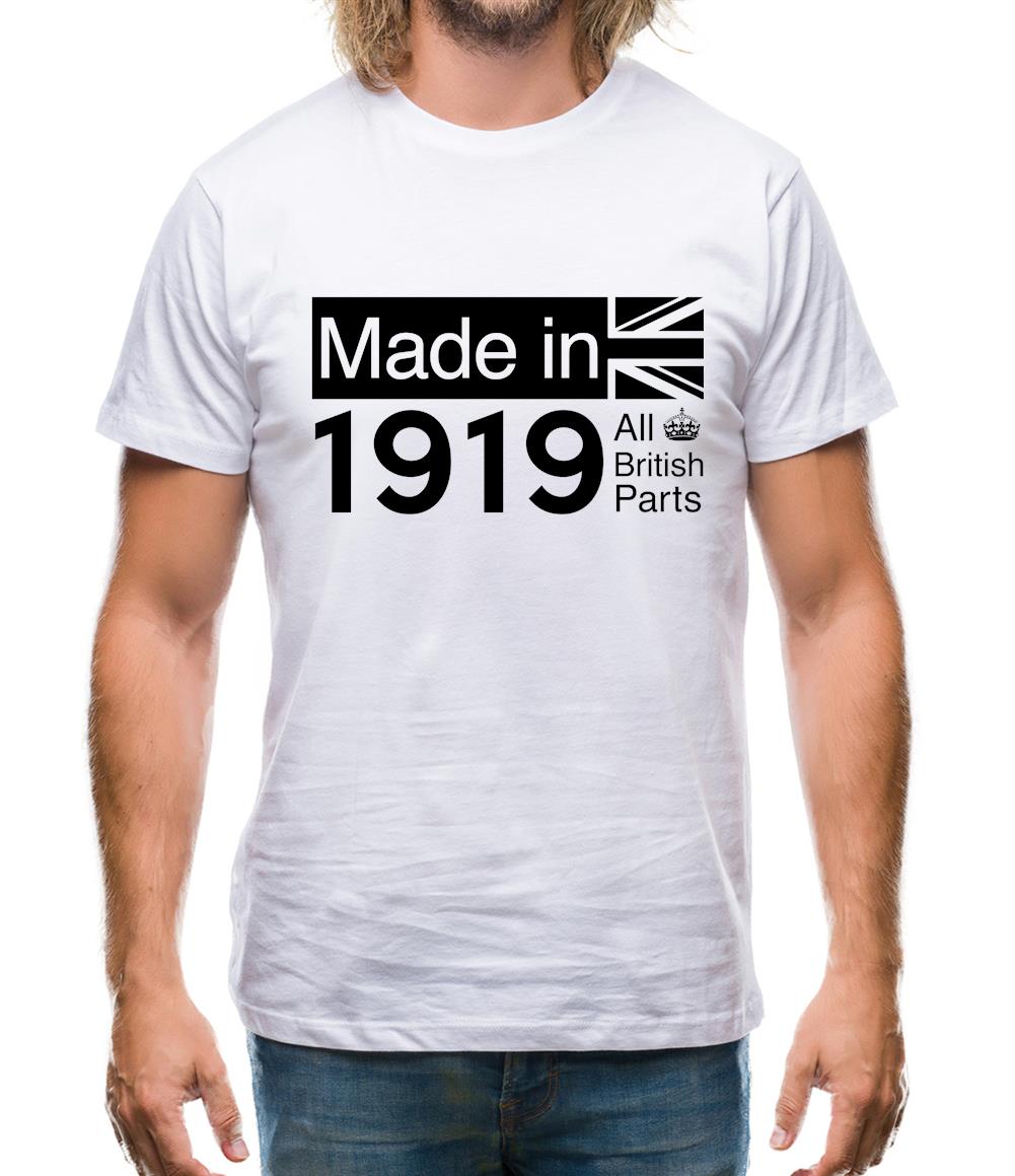 Made In 1919 All British Parts Crown Mens T-Shirt Made In 1919 All British Parts Crown Mens T-Shirt
