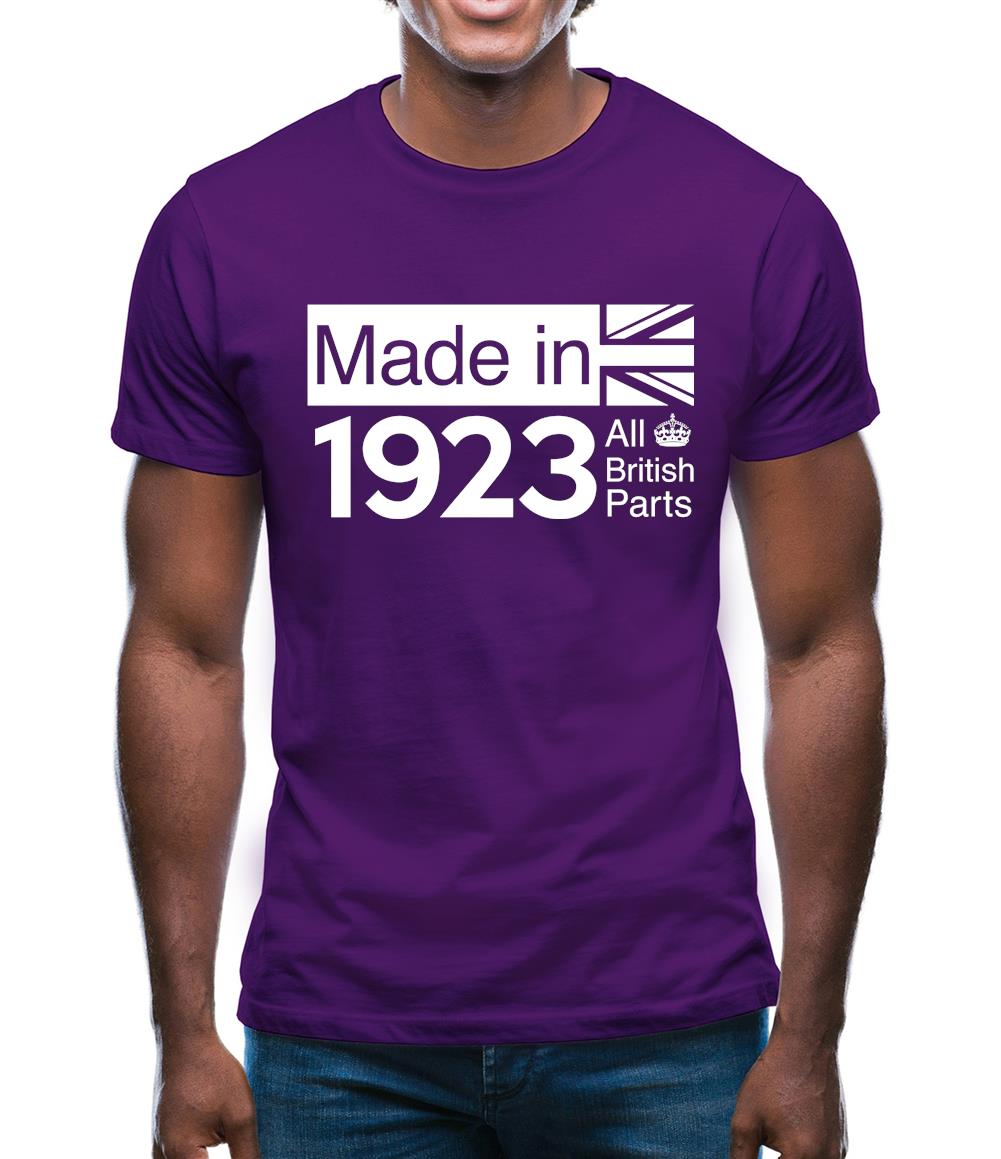 Made In 1923 All British Parts Crown Mens T-Shirt Made In 1923 All British Parts Crown Mens T-Shirt
