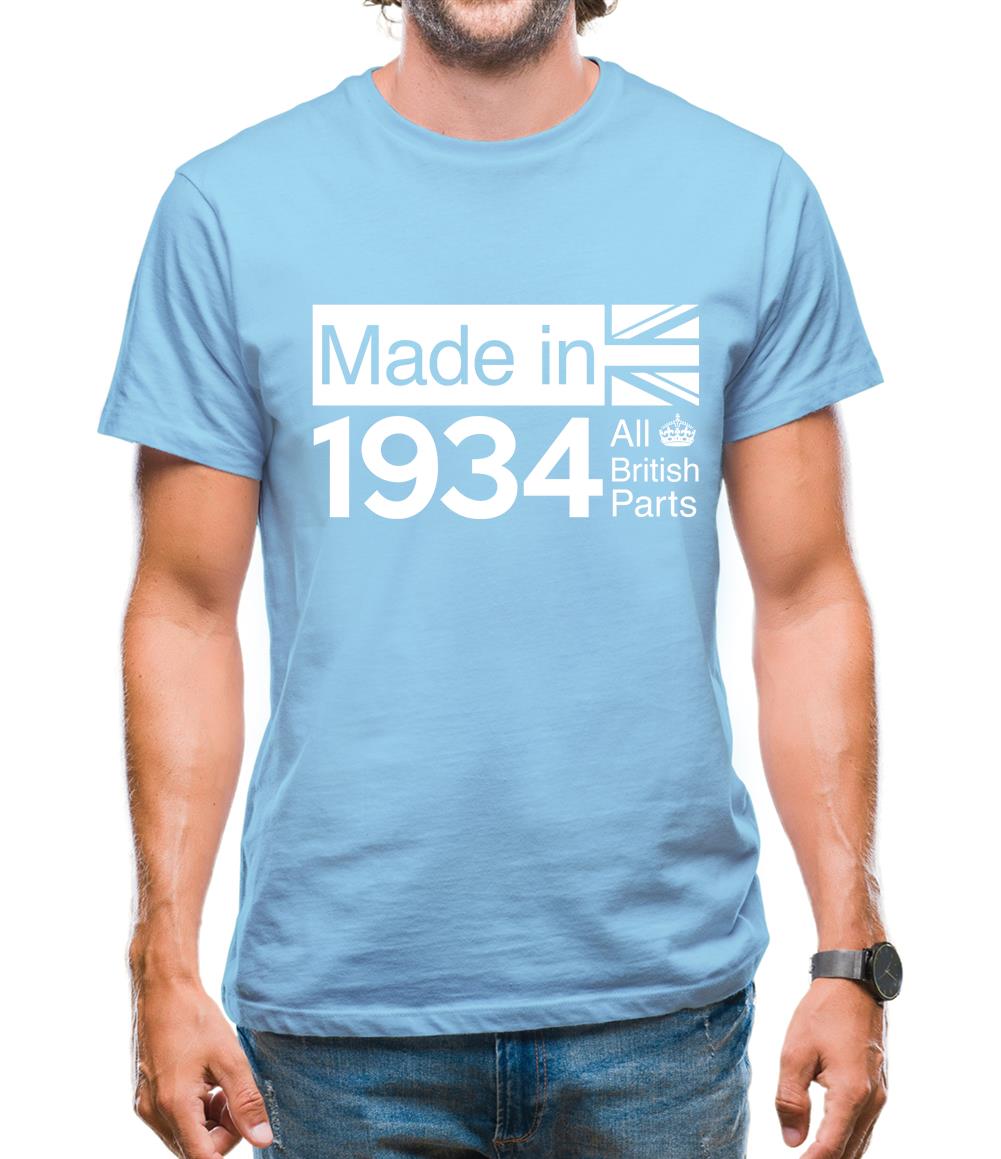 Made In 1934 All British Parts Crown Mens T-Shirt Made In 1934 All British Parts Crown Mens T-Shirt