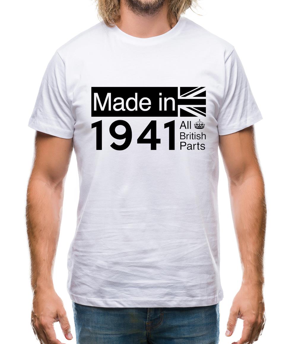 Made In 1941 All British Parts Crown Mens T-Shirt Made In 1941 All British Parts Crown Mens T-Shirt