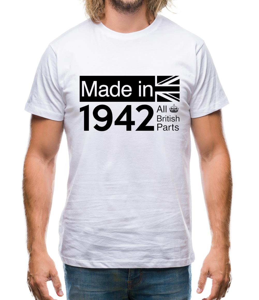 Made In 1942 All British Parts Crown Mens T-Shirt Made In 1942 All British Parts Crown Mens T-Shirt