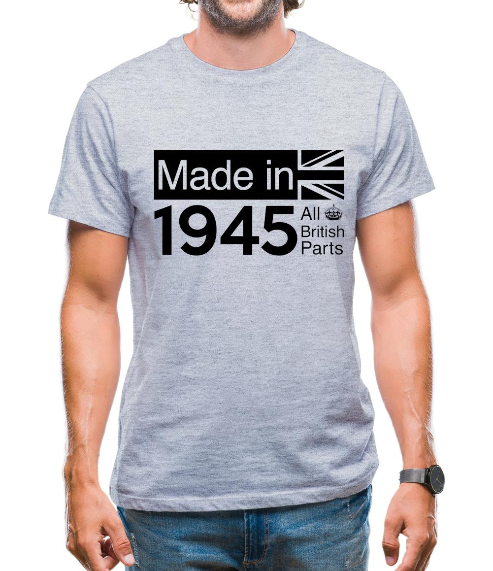 Made In 1945 All British Parts Crown Mens T-Shirt Made In 1945 All British Parts Crown Mens T-Shirt