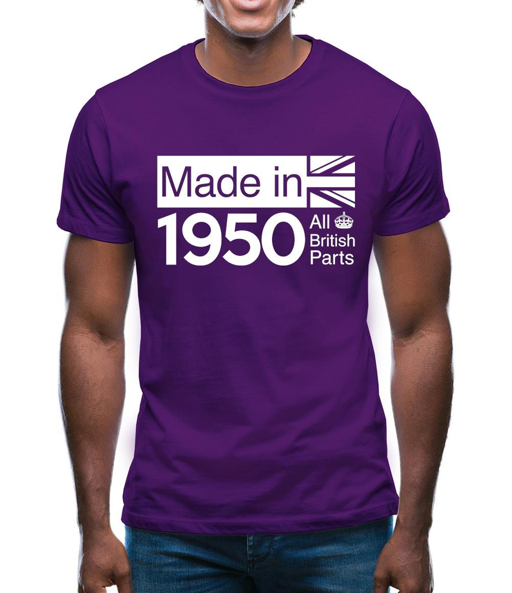 Made In 1950 All British Parts Crown Mens T-Shirt Made In 1950 All British Parts Crown Mens T-Shirt
