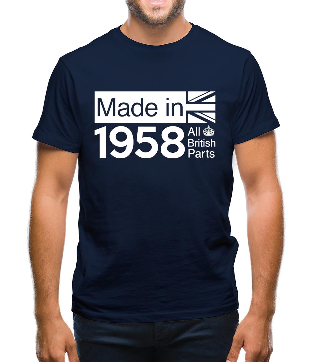 Made In 1958 All British Parts Crown Mens T-Shirt Made In 1958 All British Parts Crown Mens T-Shirt