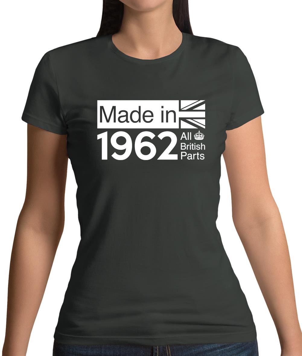 Made In 1962 All British Parts Crown Womens T-Shirt Made In 1962 All British Parts Crown Womens T-Shirt