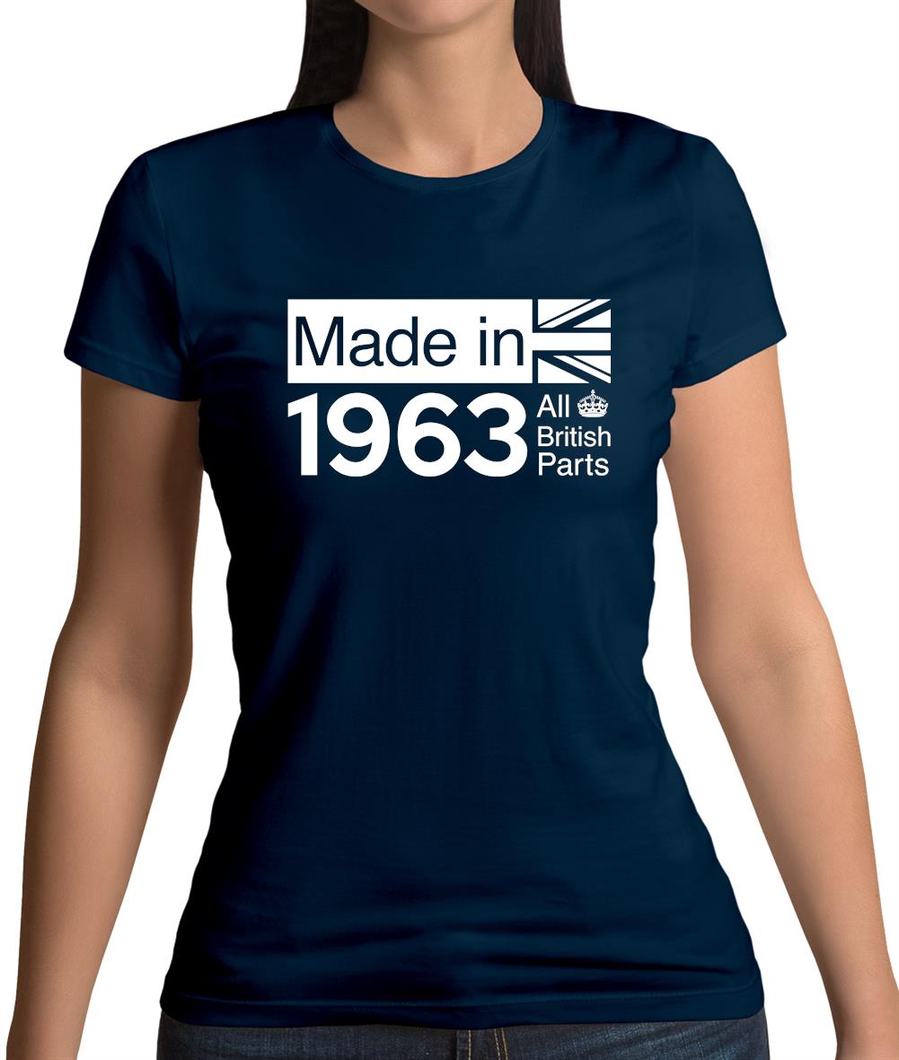 Made In 1963 All British Parts Crown Womens T-Shirt Made In 1963 All British Parts Crown Womens T-Shirt