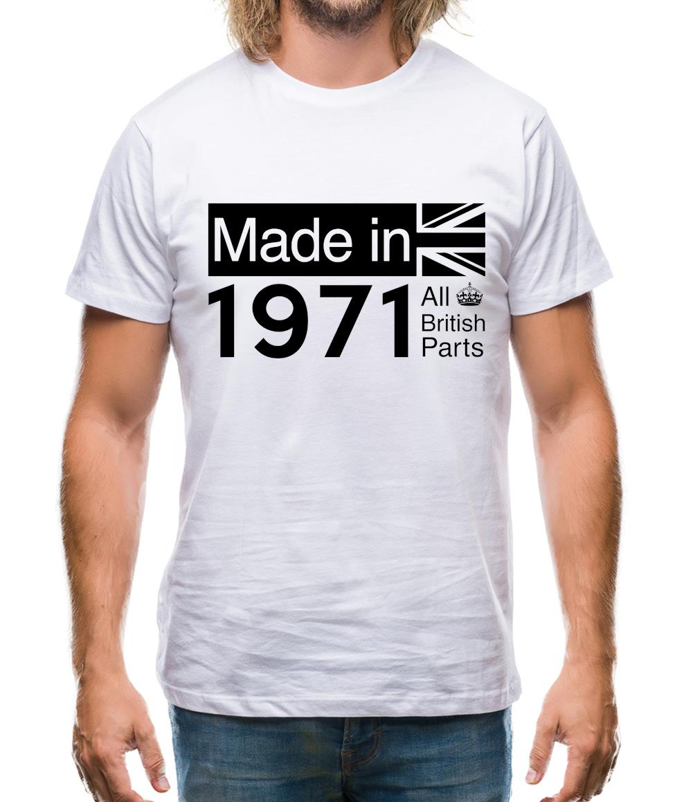 Made In 1971 All British Parts Crown Mens T-Shirt Made In 1971 All British Parts Crown Mens T-Shirt