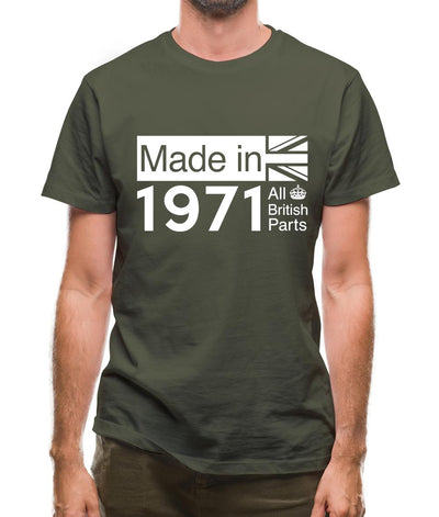 Made In 1971 All British Parts Crown Mens T-Shirt