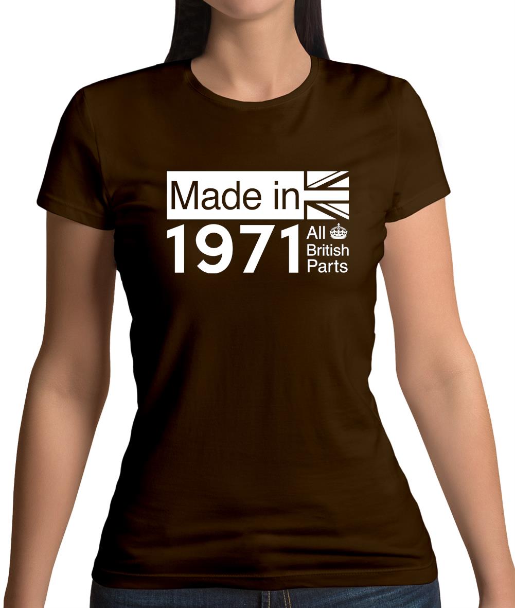 Made In 1971 All British Parts Crown Womens T-Shirt Made In 1971 All British Parts Crown Womens T-Shirt
