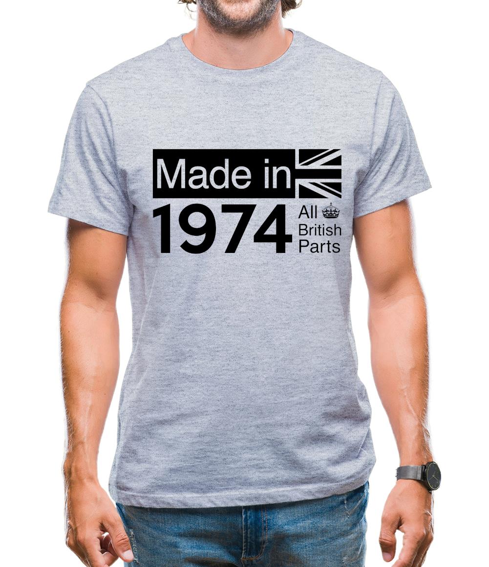 Made In 1974 All British Parts Crown Mens T-Shirt Made In 1974 All British Parts Crown Mens T-Shirt