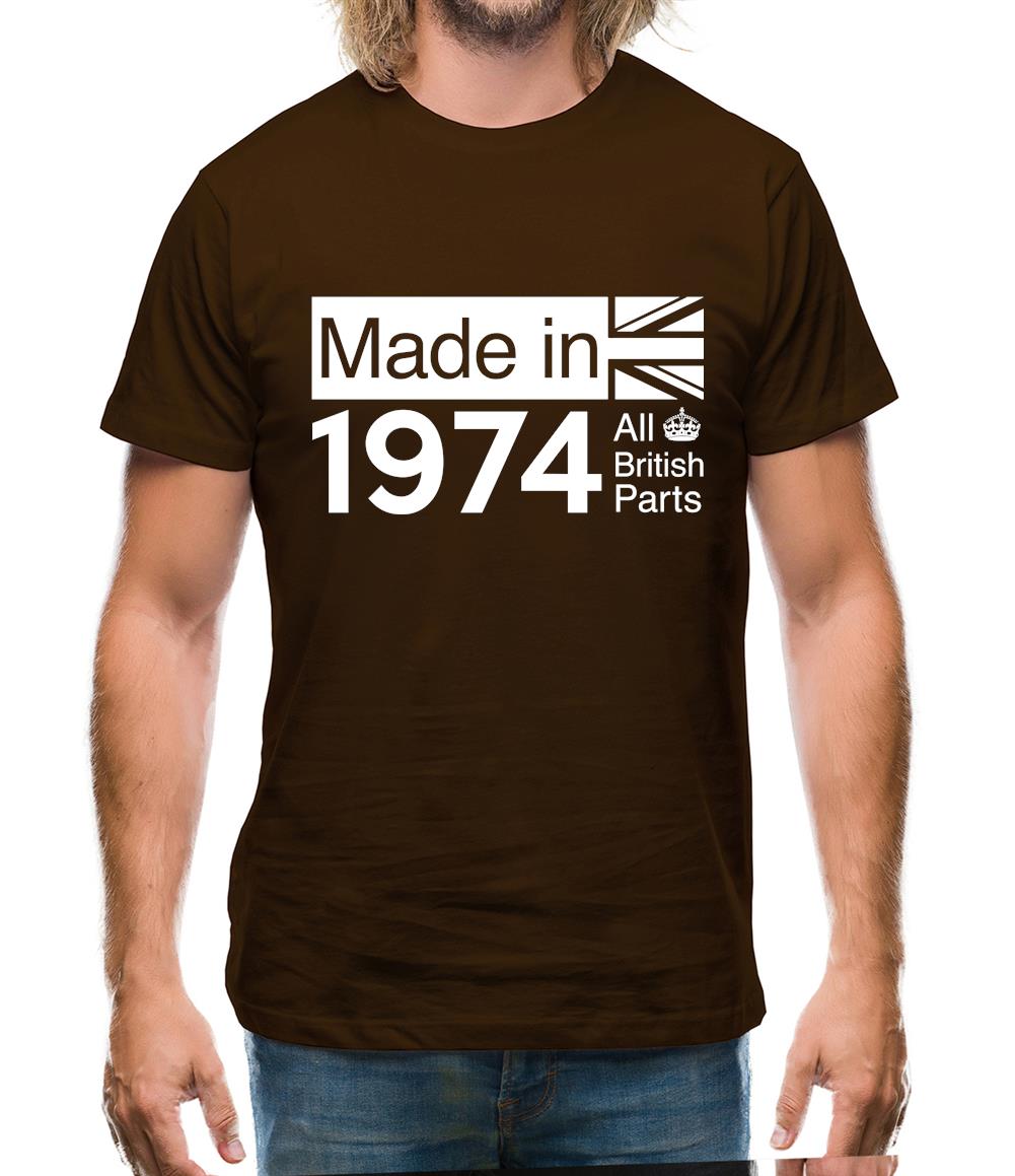 Made In 1974 All British Parts Crown Mens T-Shirt Made In 1974 All British Parts Crown Mens T-Shirt