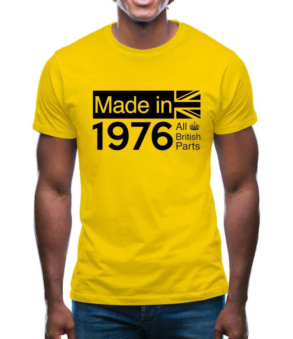 Made In 1976 All British Parts Crown Mens T-Shirt Made In 1976 All British Parts Crown Mens T-Shirt