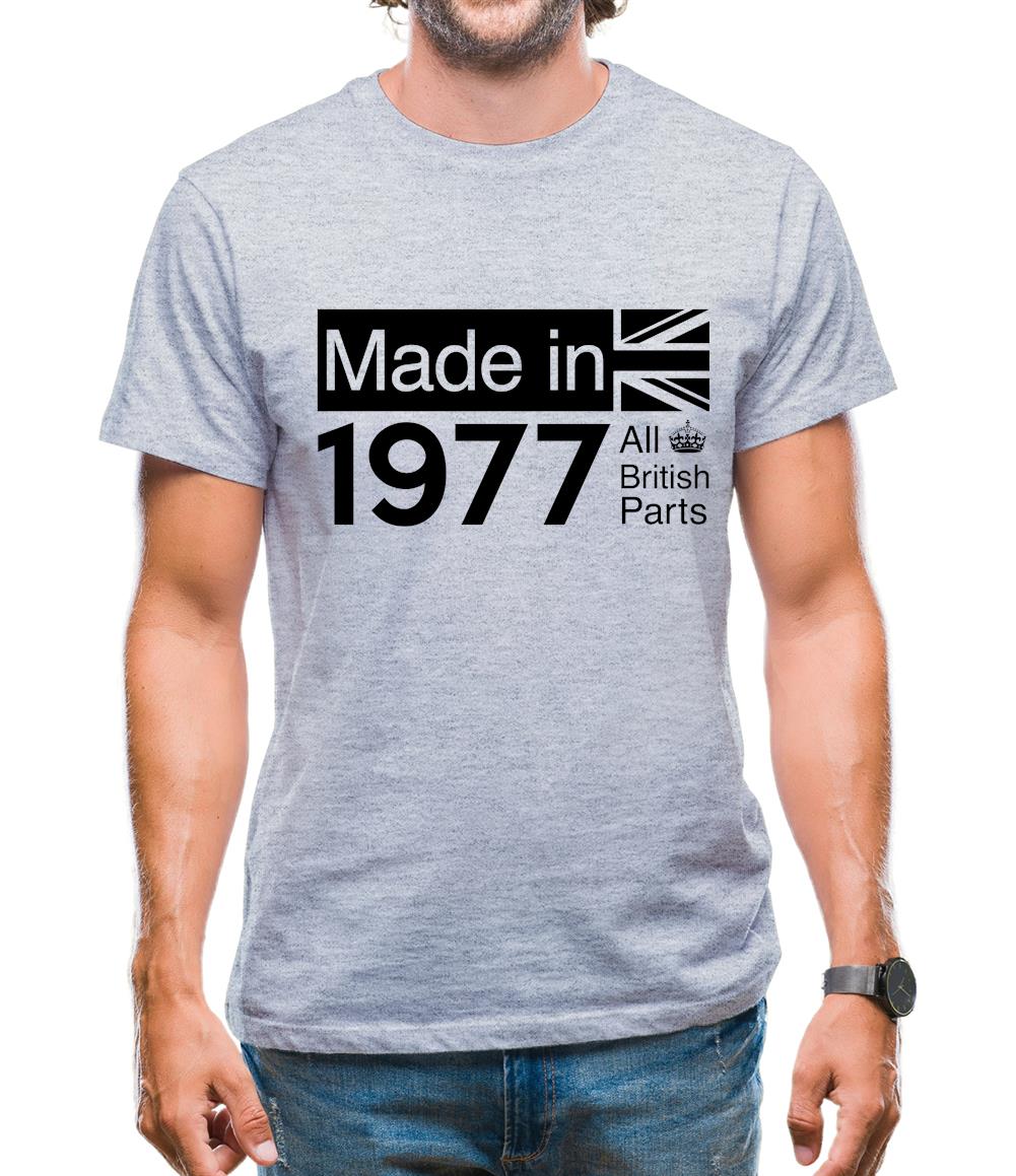 Made In 1977 All British Parts Crown Mens T-Shirt Made In 1977 All British Parts Crown Mens T-Shirt