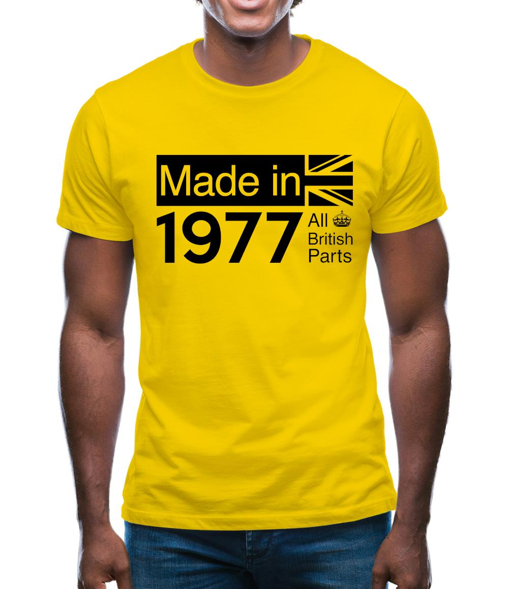 Made In 1977 All British Parts Crown Mens T-Shirt Made In 1977 All British Parts Crown Mens T-Shirt