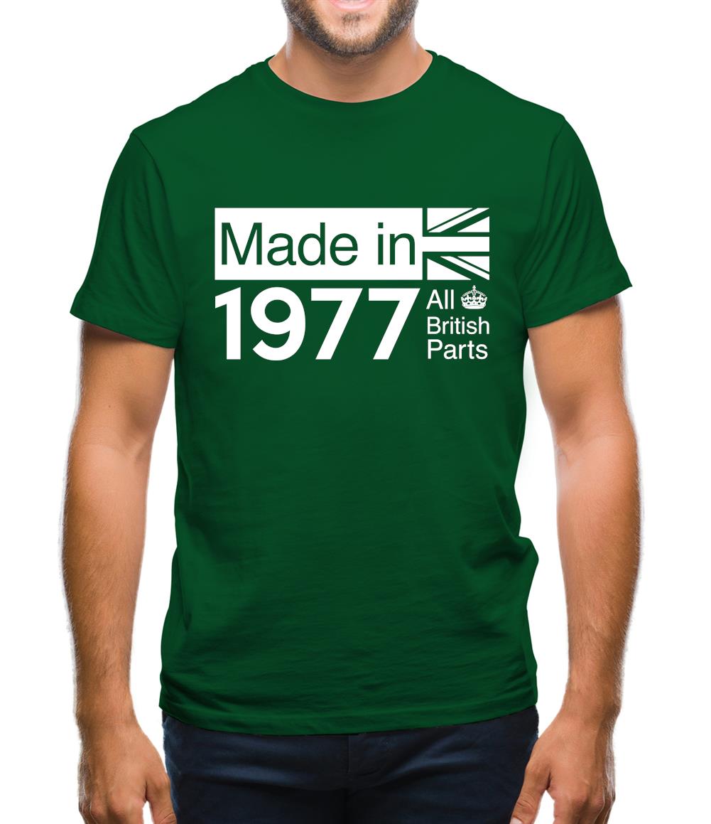Made In 1977 All British Parts Crown Mens T-Shirt Made In 1977 All British Parts Crown Mens T-Shirt