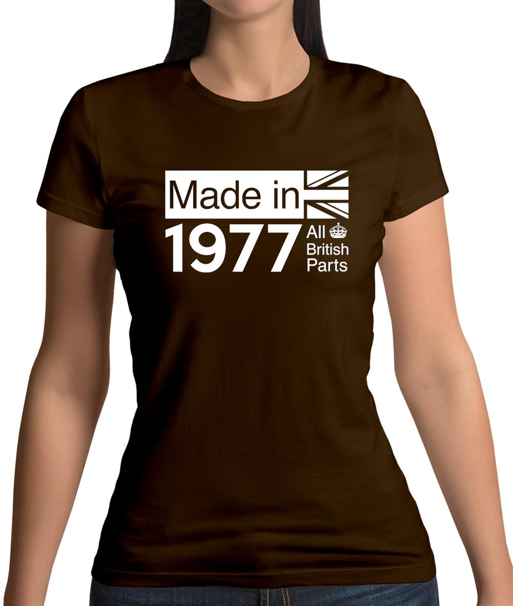 Made In 1977 All British Parts Crown Womens T-Shirt Made In 1977 All British Parts Crown Womens T-Shirt