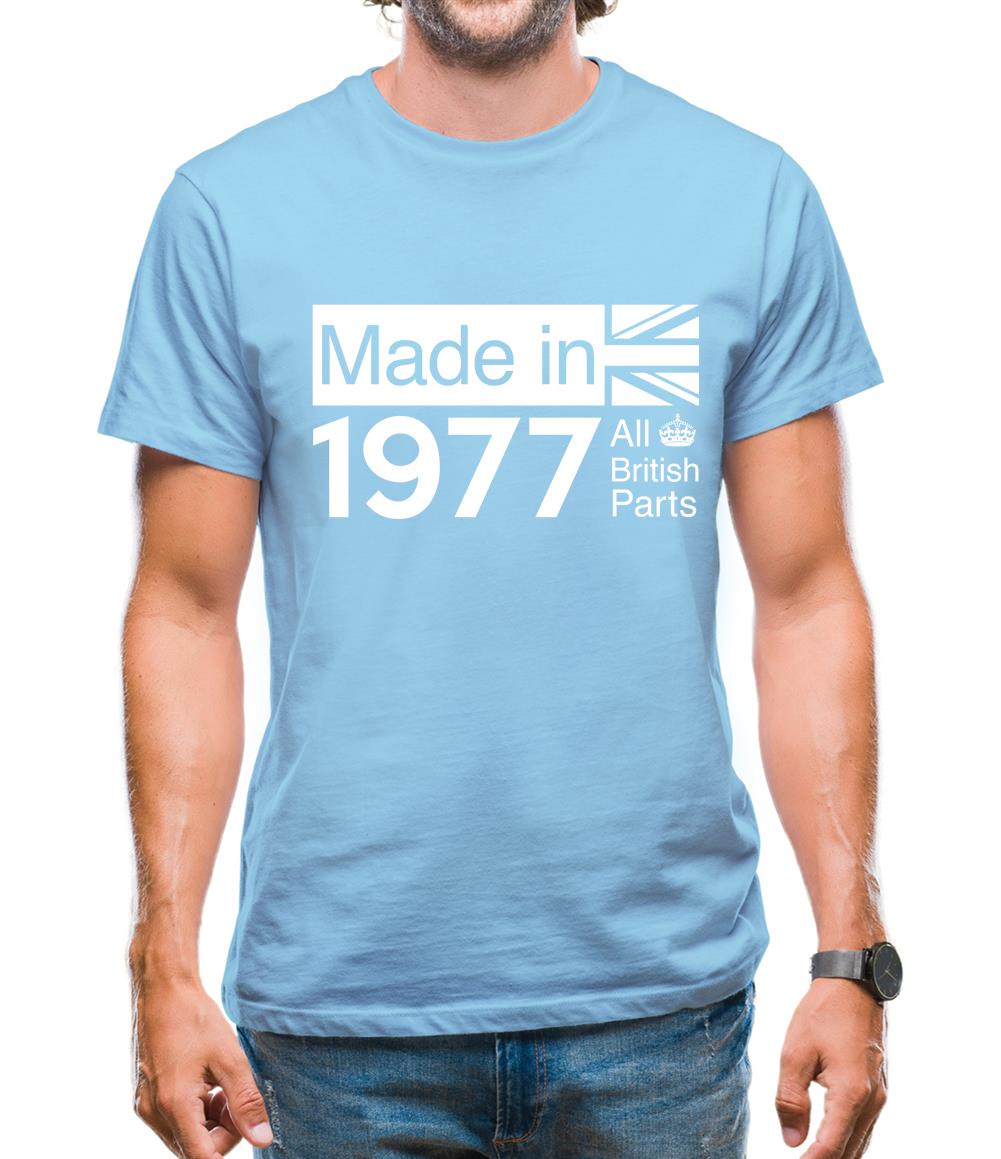 Made In 1977 All British Parts Crown Mens T-Shirt Made In 1977 All British Parts Crown Mens T-Shirt
