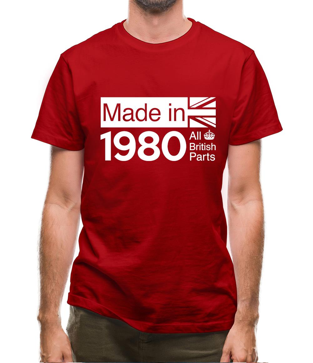 Made In 1980 All British Parts Crown Mens T-Shirt Made In 1980 All British Parts Crown Mens T-Shirt