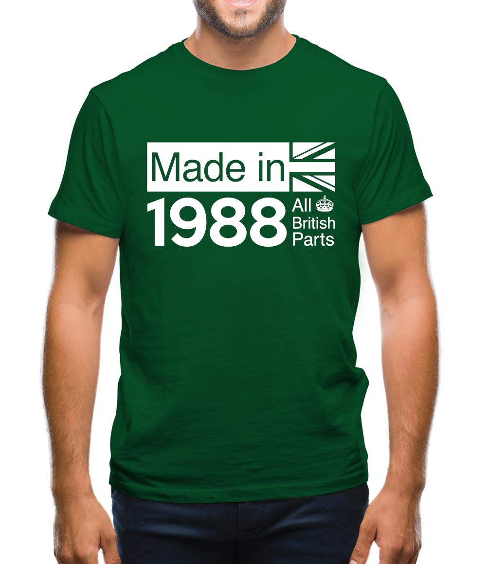 Made In 1988 All British Parts Crown Mens T-Shirt Made In 1988 All British Parts Crown Mens T-Shirt