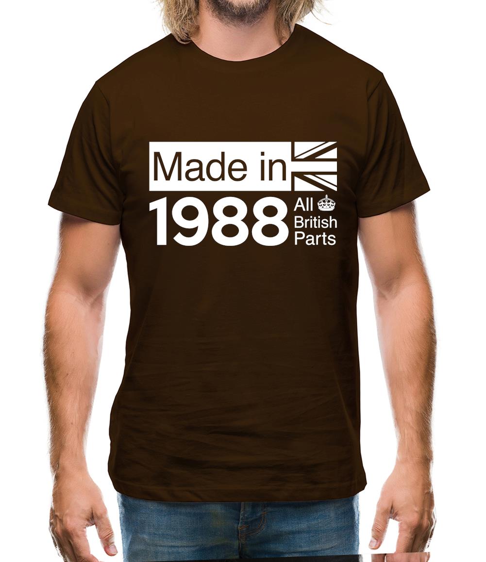 Made In 1988 All British Parts Crown Mens T-Shirt Made In 1988 All British Parts Crown Mens T-Shirt