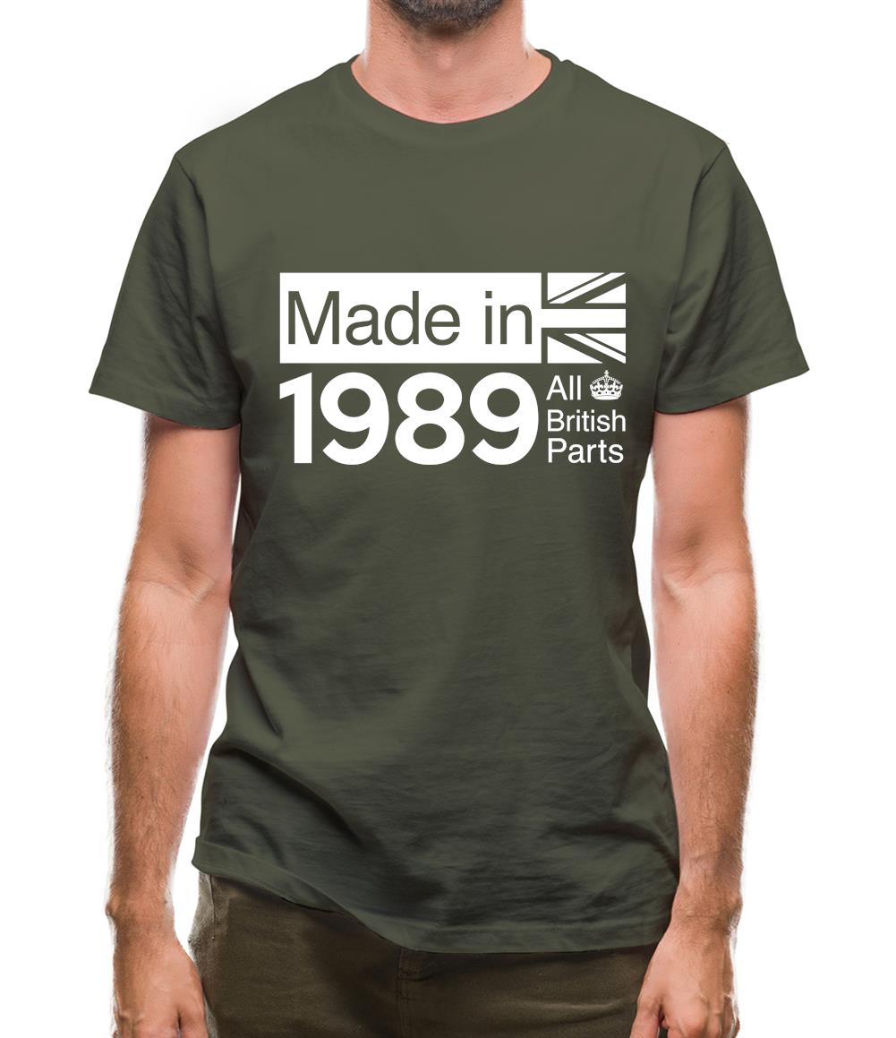 Made In 1989 All British Parts Crown Mens T-Shirt Made In 1989 All British Parts Crown Mens T-Shirt