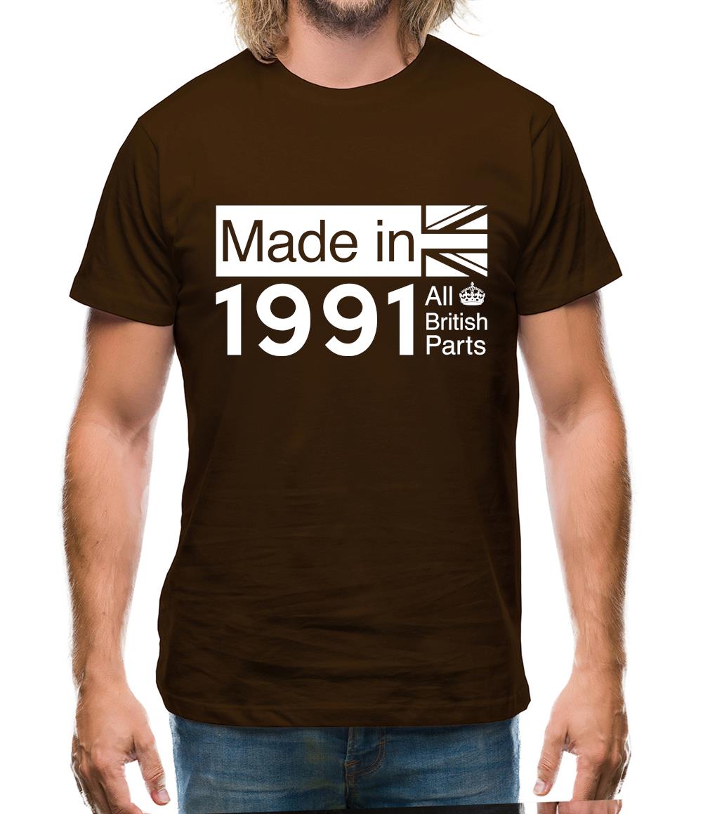 Made In 1991 All British Parts Crown Mens T-Shirt Made In 1991 All British Parts Crown Mens T-Shirt