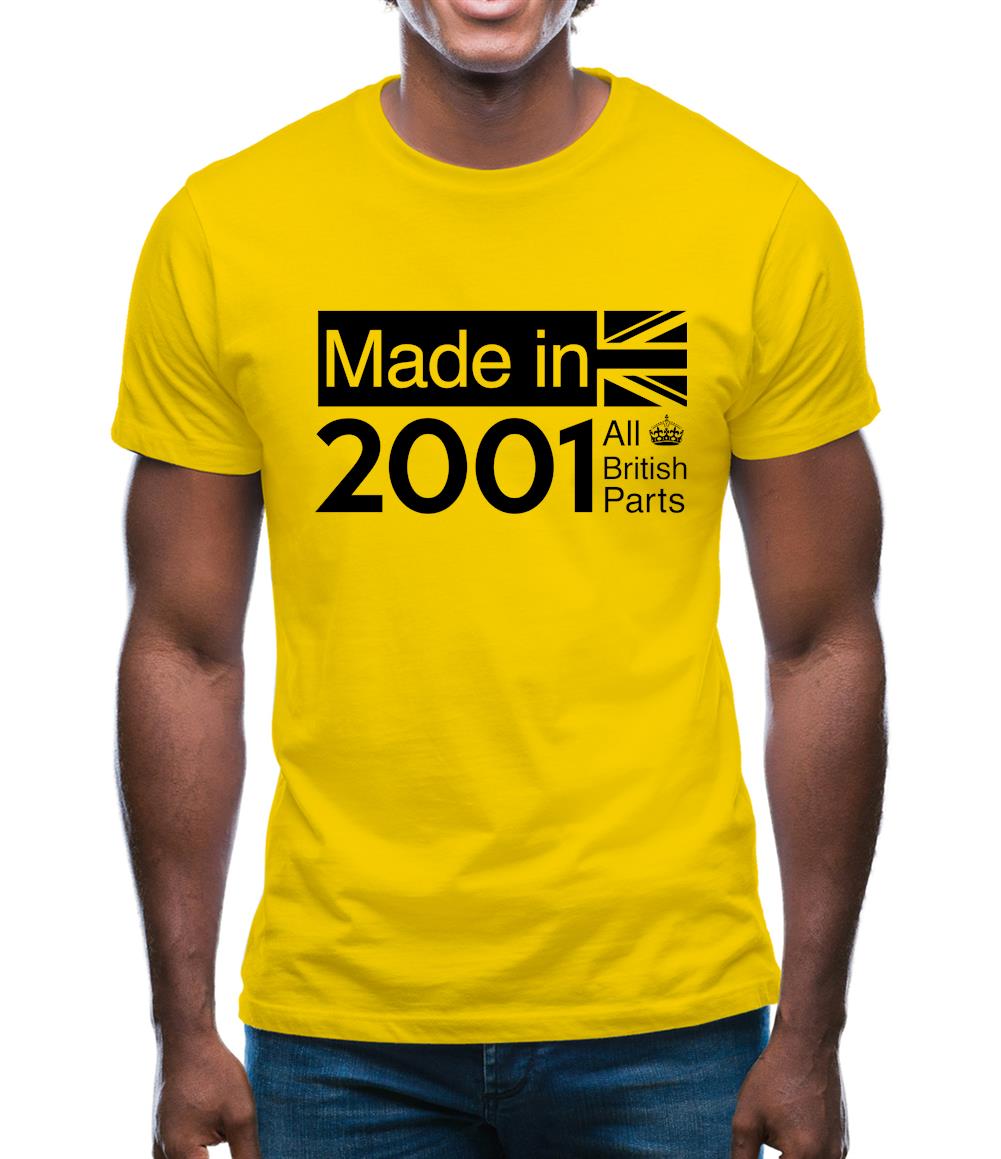Made In 2001 All British Parts Crown Mens T-Shirt Made In 2001 All British Parts Crown Mens T-Shirt