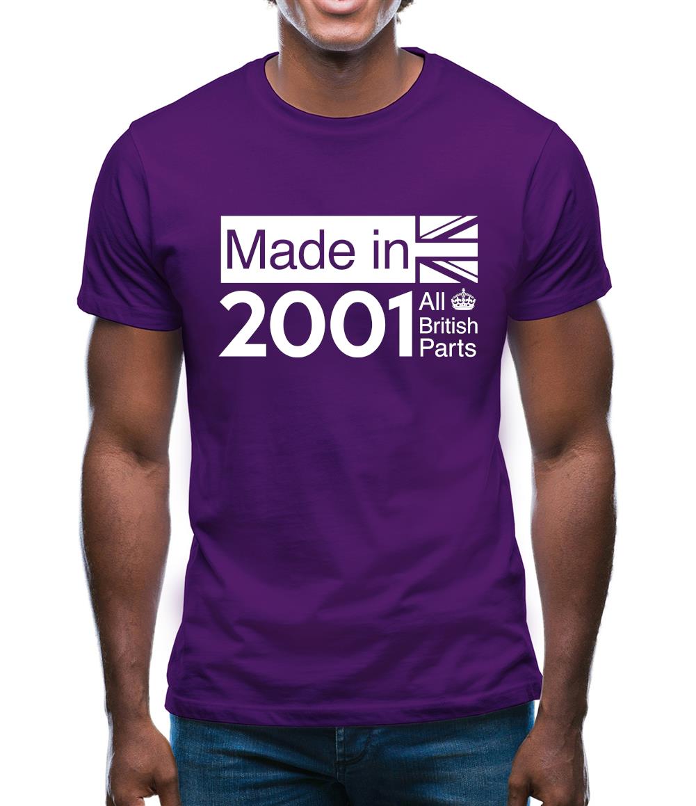 Made In 2001 All British Parts Crown Mens T-Shirt Made In 2001 All British Parts Crown Mens T-Shirt