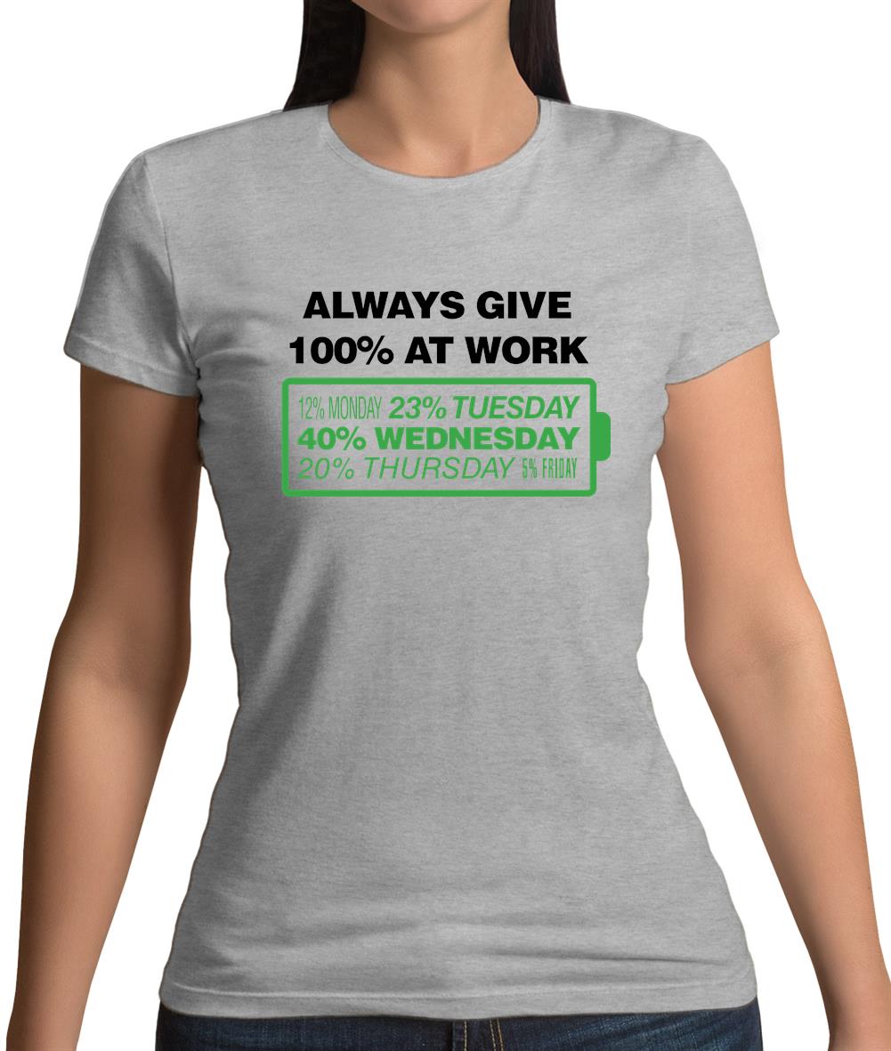 Always Give 100% At Work Womens T-Shirt Always Give 100% At Work Womens T-Shirt