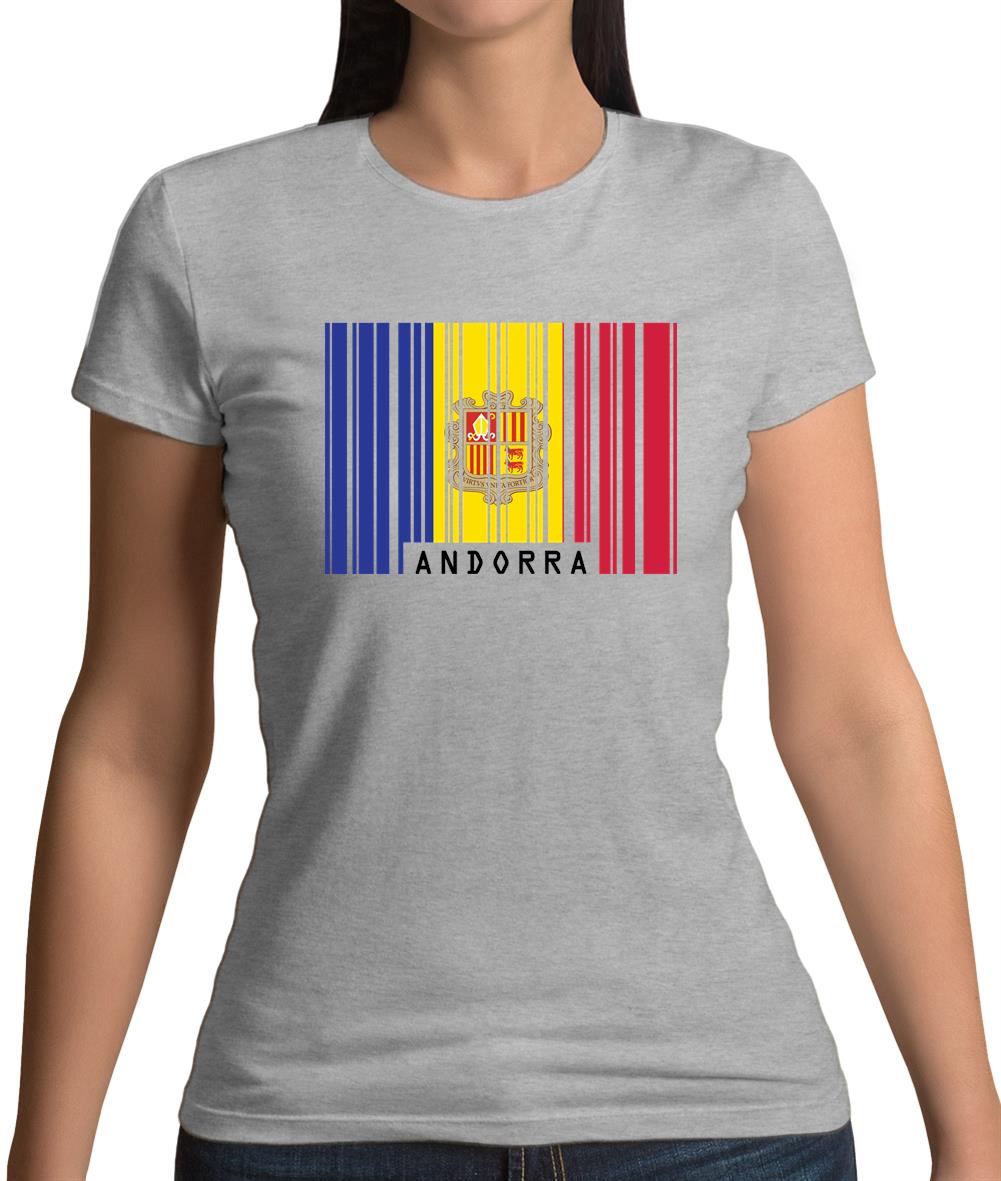 Andorra Barcode Style Flag Womens T-Shirt Andorra Barcode Style Flag Womens T-Shirt