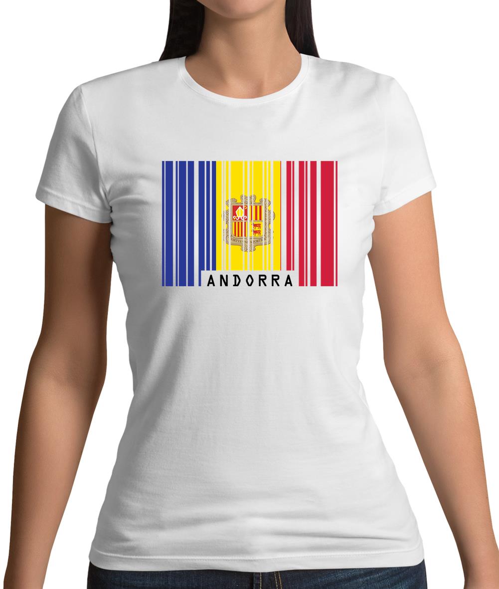 Andorra Barcode Style Flag Womens T-Shirt Andorra Barcode Style Flag Womens T-Shirt