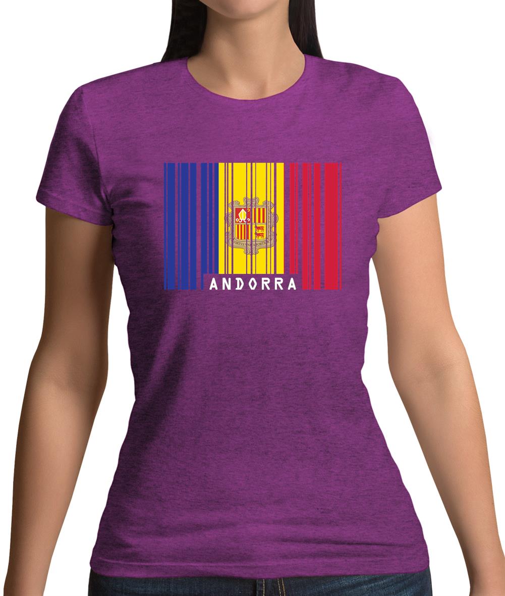 Andorra Barcode Style Flag Womens T-Shirt Andorra Barcode Style Flag Womens T-Shirt